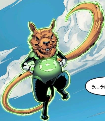 cartoon image of Ch'p - a Green Lantern from an alien species who resemble squirrels from Earth.