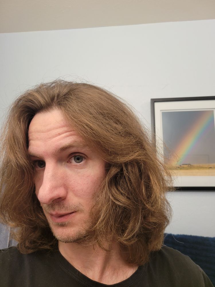 My face, I have shoulder length hair now.
