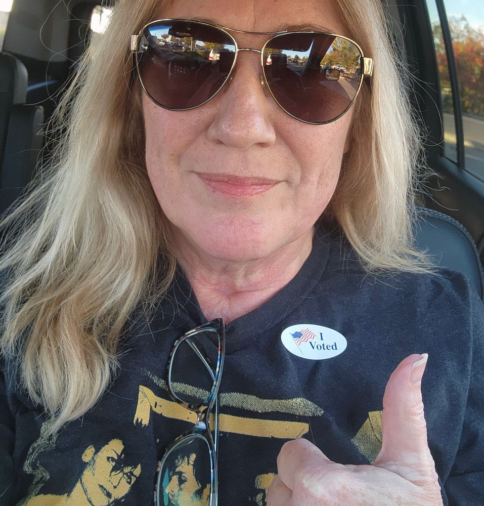 Selfie of a proud post-menopausal early voter who did her part to make sure we do not go back!! 