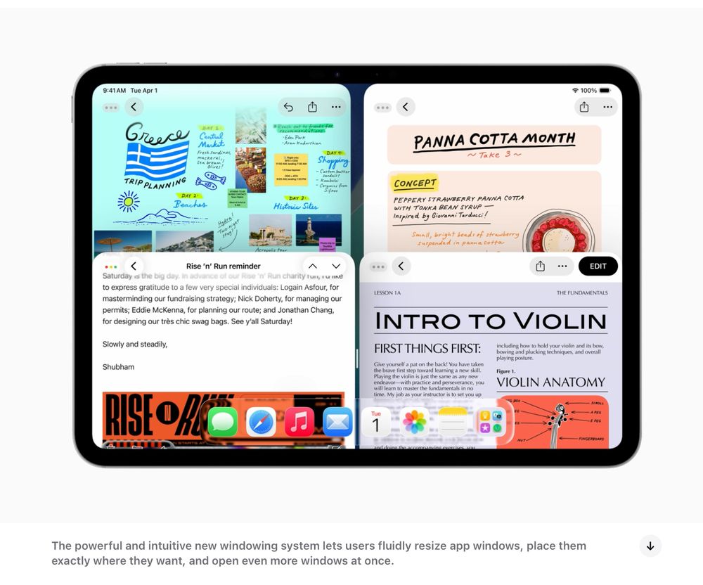 The powerful and intuitive new windowing system lets users fluidly resize app windows, place them exactly where they want, and open even more windows at once.
