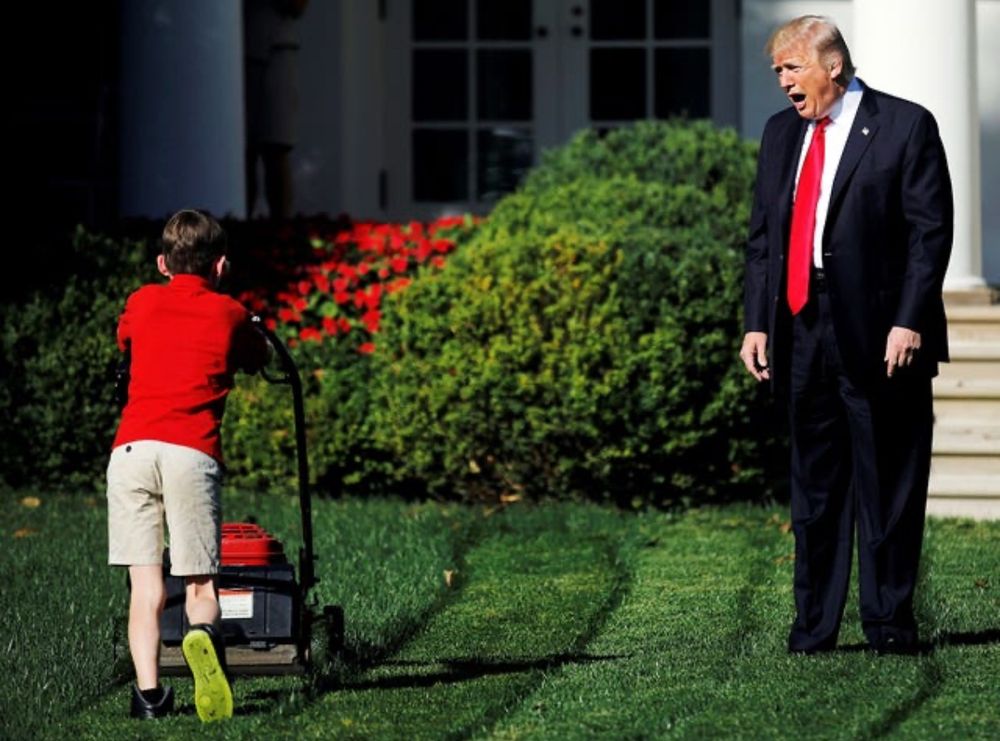 Trump harassing a child who actually does his job unlike the fat fuk golf dotard Donnie. 