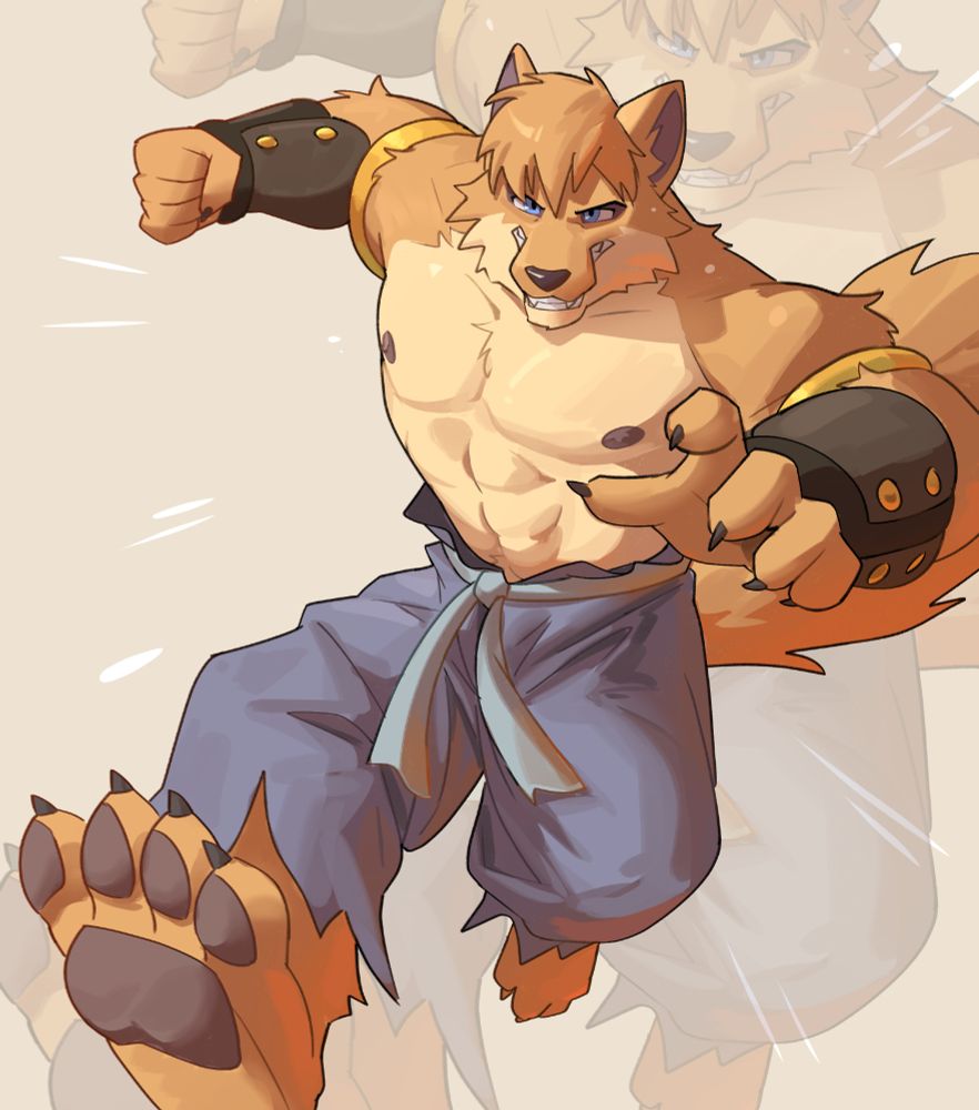 Fanart of a character from Legend of Hei 2. He is running towards the viewer with a fist ready to punch
