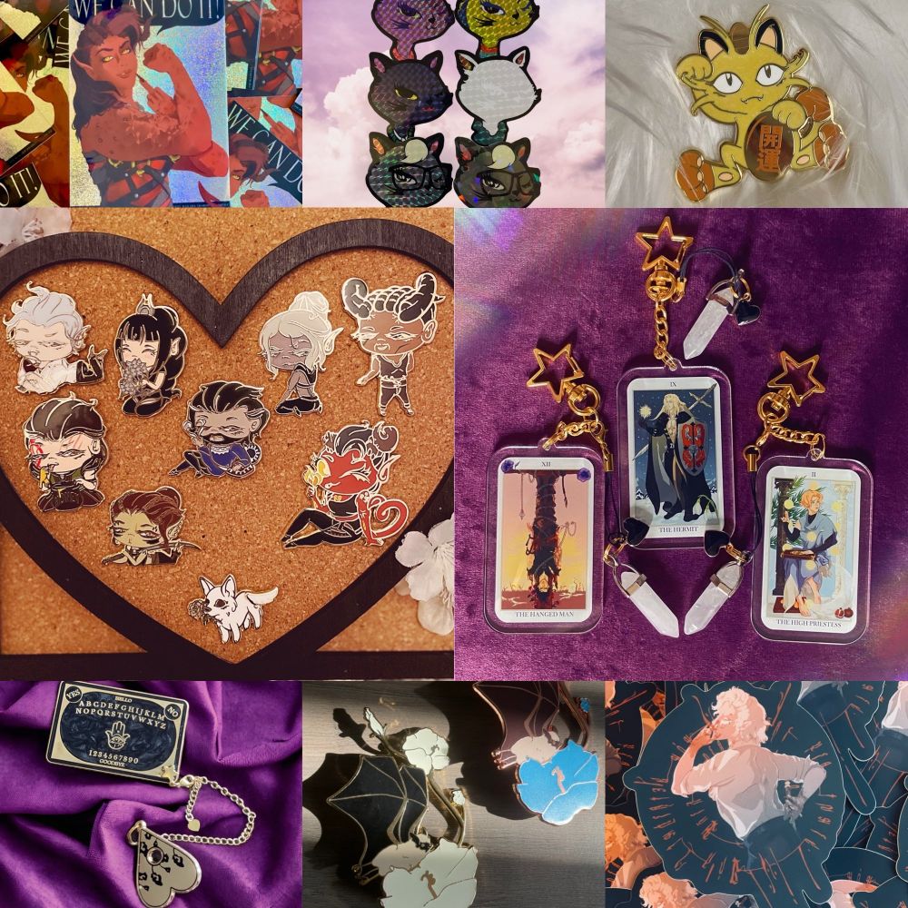 enamel pins acrylic charms stickers