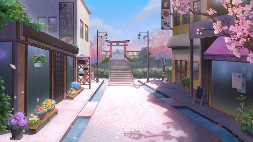 Vtuber streaming background artwork for SuzuneVT