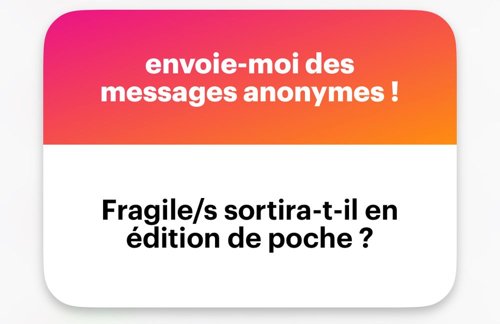 Fragile/s sortira-t-il en édition de poche ? 