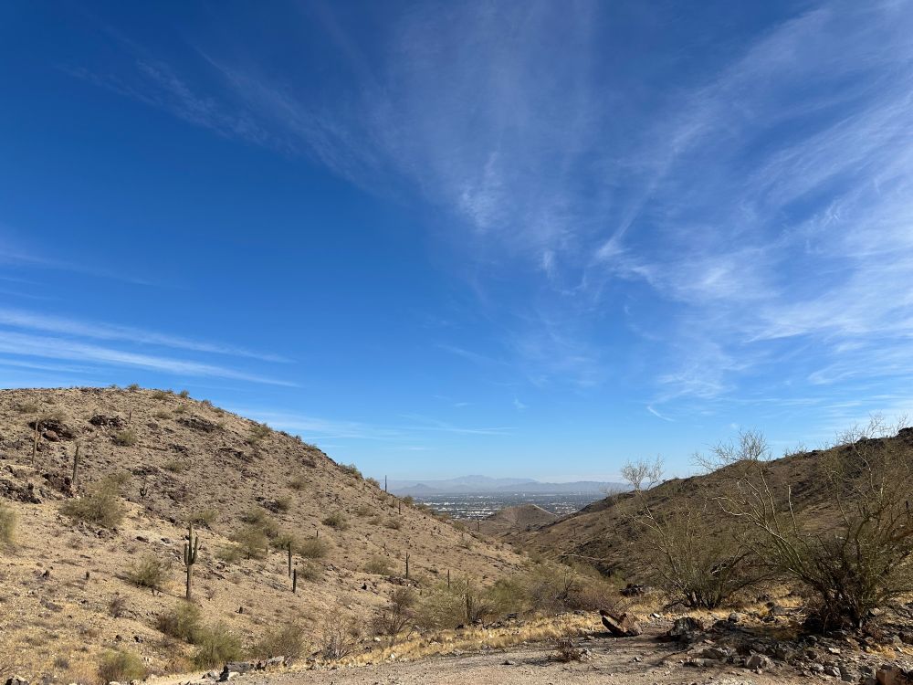 View of a Javelina trail descent, South Mountain, Phoenix Arizona