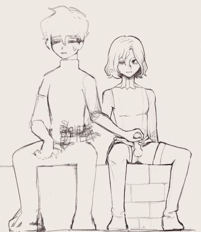 A sketch of Kabru and Mithrun giving each other a handjob