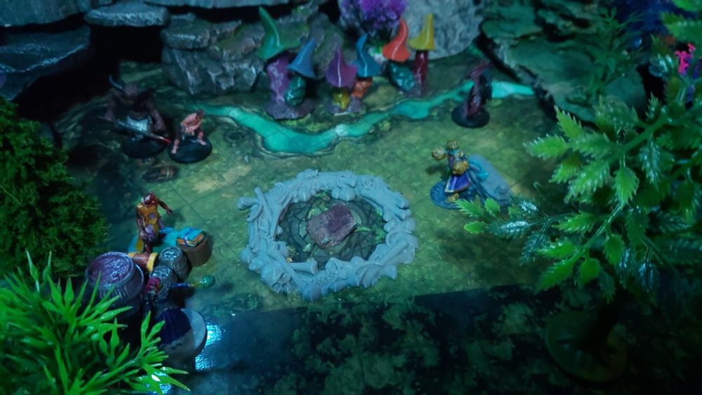 Another shot of mercenaries watching a captive being brought out to sacrifice 