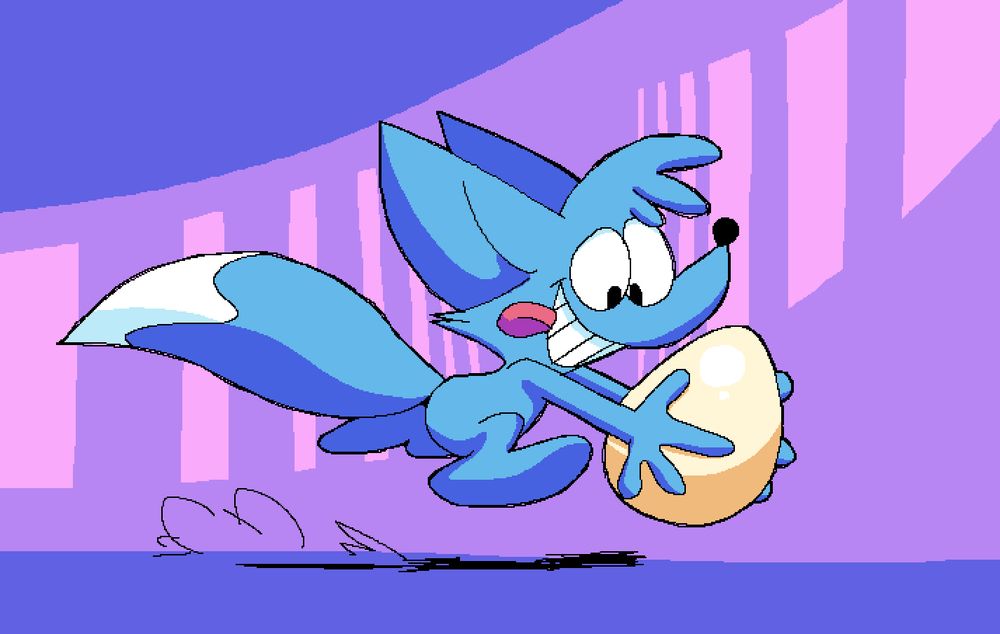 bakertoon's Dewey legging it with a big egg to snack on later