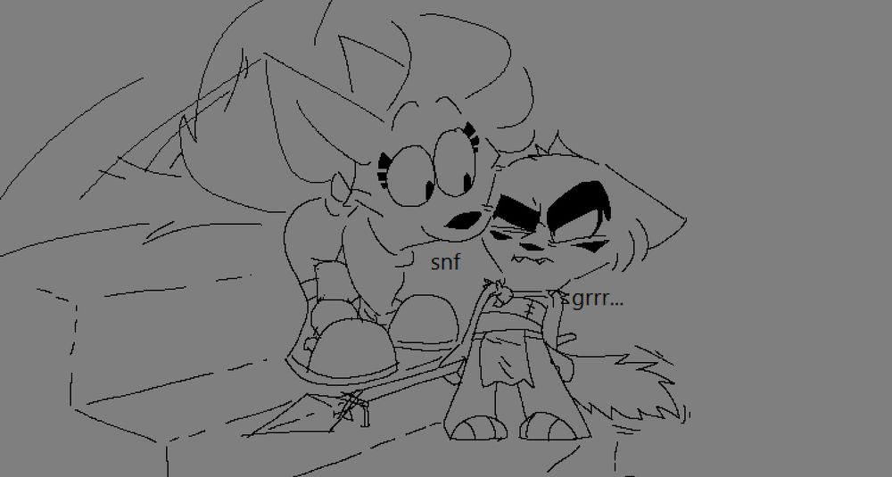patty giving a curious sniff at the cat girl (unnamed) 