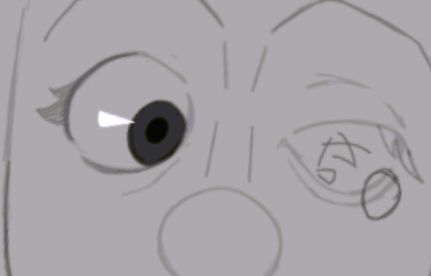 unfinished drawing of something crawling out of someone's eye.