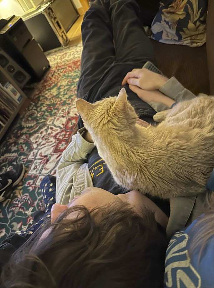 this was my life. thursday holding me and angel. weeks before discarding me in exchange for sarah, semiopath, who she'd been seeing on the side. we went upstairs this night, and for the first time ever, she hid her phone screen from me.