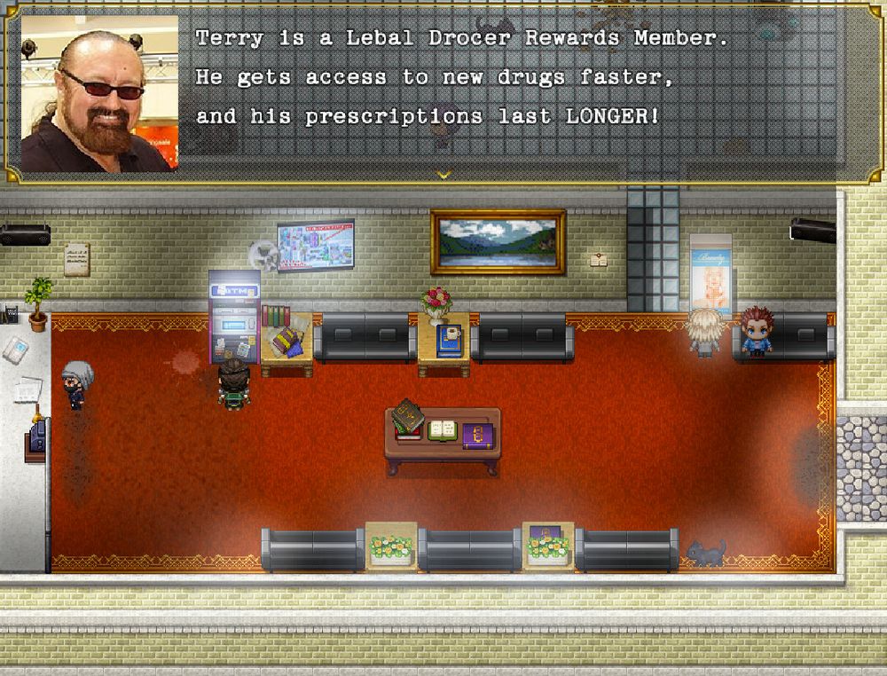 Terry is a Lebal Drocer Rewards Member. He gets access to new drugs FASTER, and his prescriptions last LONGER.

Internet Chronicle videogame