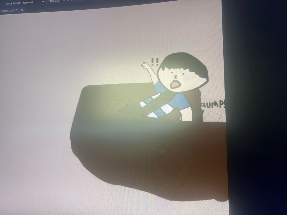 Unfinished drawing of Michael McKay falling over, just having woken up.