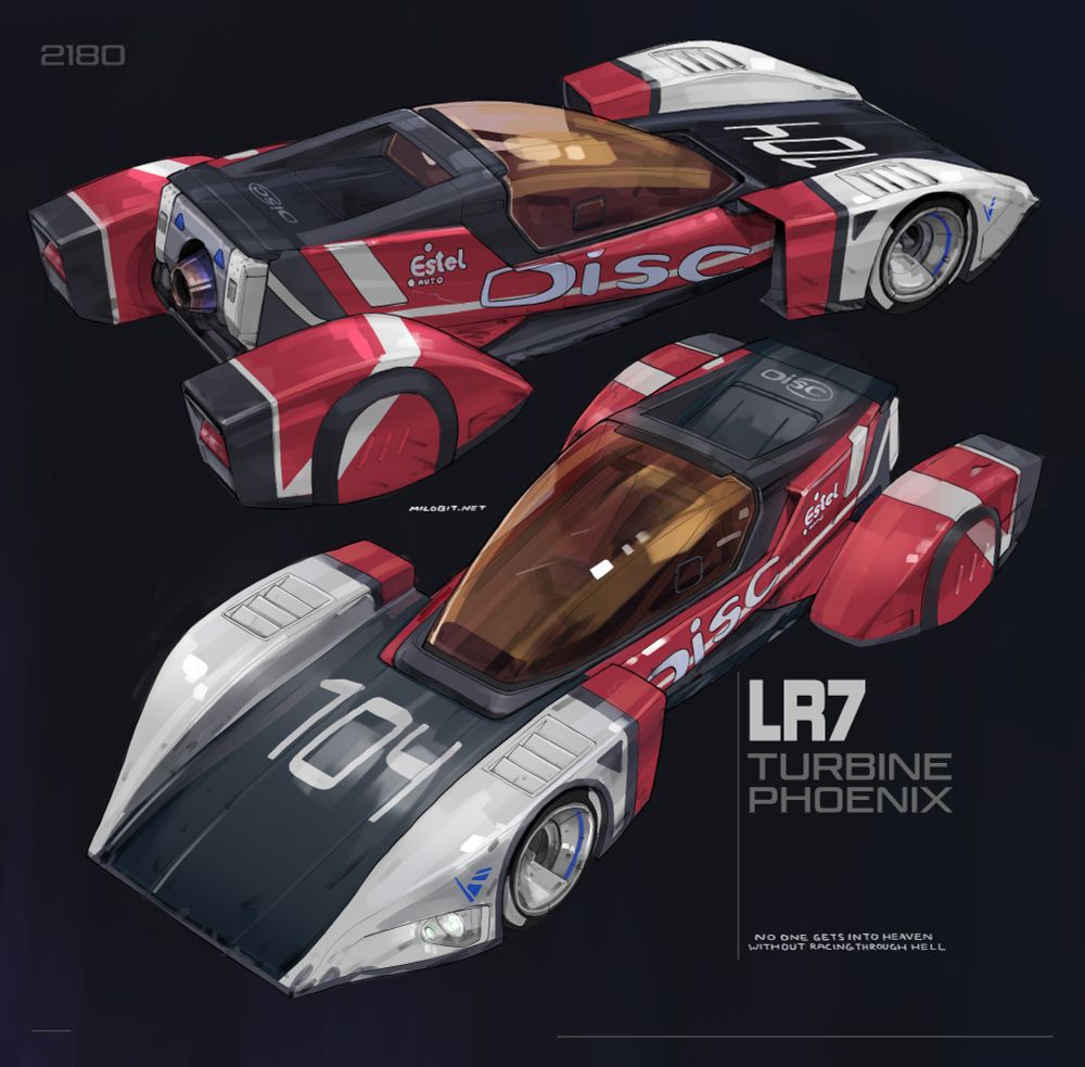drawings of a 22nd century race car