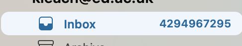 Screenshot of the number of unread emails in outlook, showing 4.29 billion emails