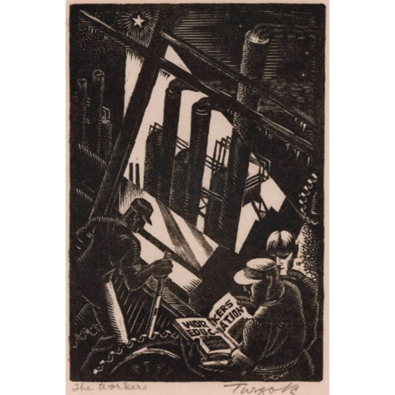 Charles Turzak's Workers #1, 1930 woodblock print 