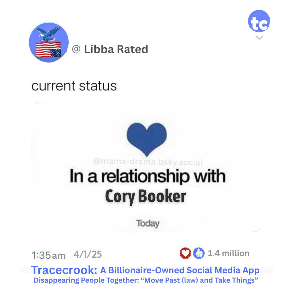 This is a joke social media screenshot that suggests the creator is in a relationship with Cory Booker, the U.S. Senator from New Jersey who is currently speaking to America from the Senate floor in a historical 17+ hours speech criticizing the Trump administration 