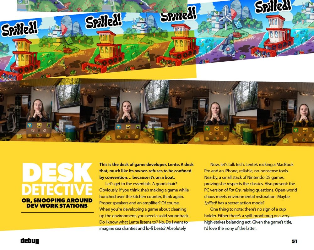 Spilled! creator Lente, featured in Debug #9