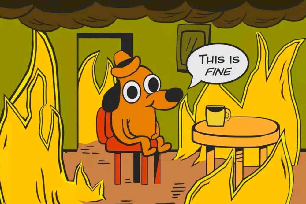 This is fine meme. Sitting while everything around the person sitting burns.