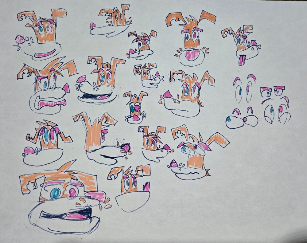 A sketch page of Moxy from the Cartoon Network series The Moxy Pirate Show/ The Moxy Show/ Moxy