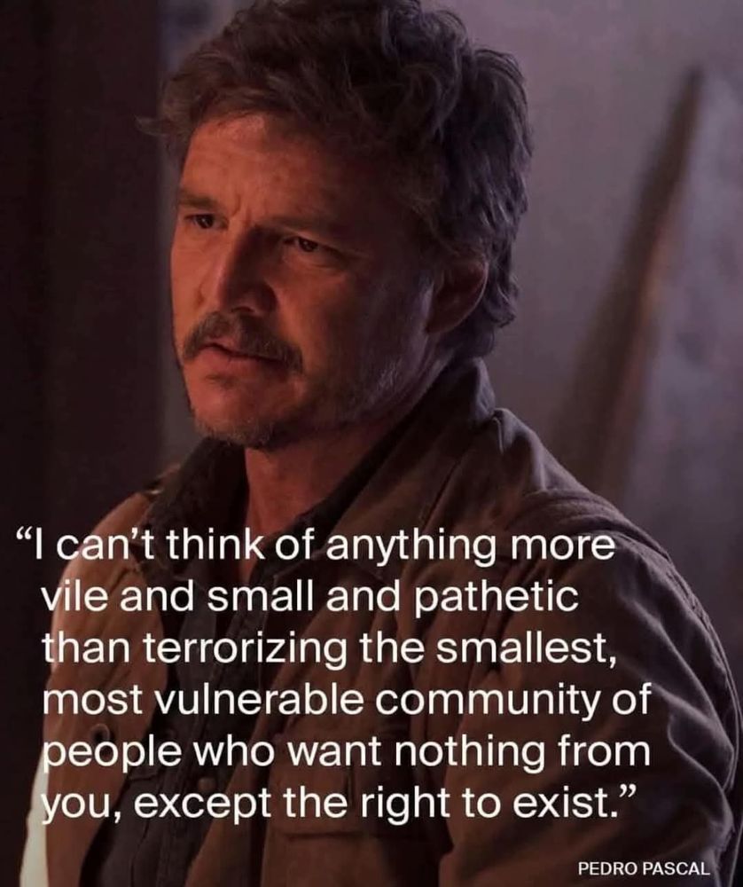 Pedro Pascal saying those who terrorize trans people are pathetic 