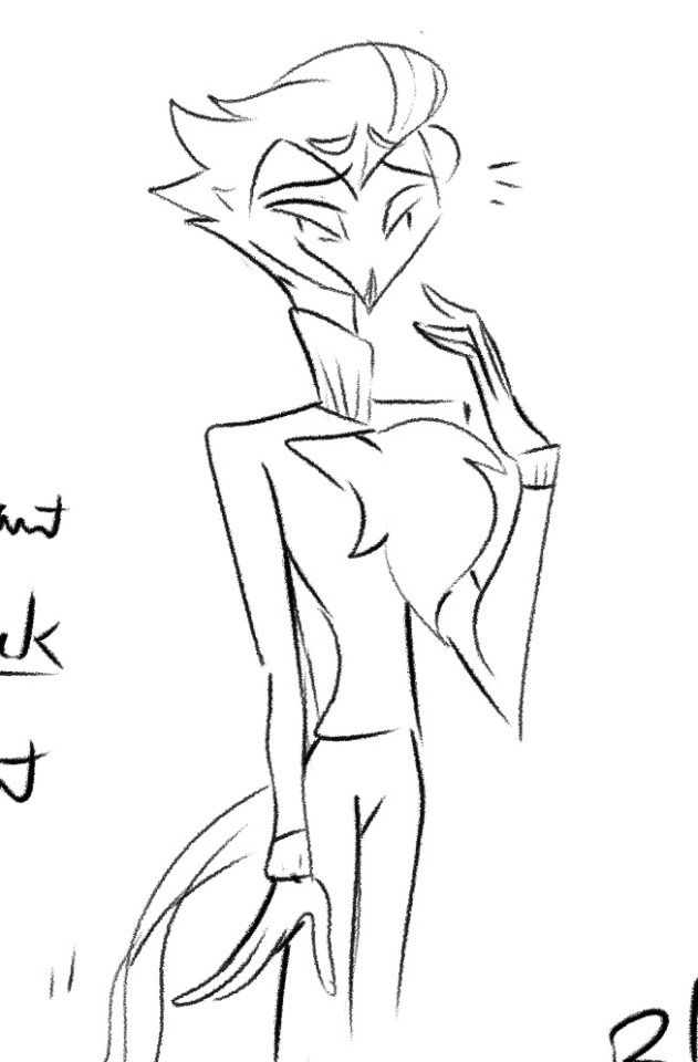 Genderbent!Stolas looking chuffed about her Sinsmas sweater