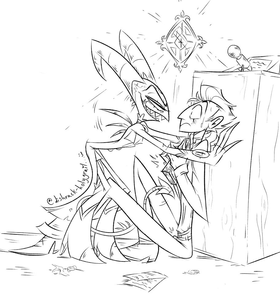 AU in which Stolas is a human reverend who’s just been surprised by Blitz who he just accidentally summoned. Blitz has backed Stolas up against the pulpit and is eyeing the Grimoire in his hands. Stolas isn’t certain if this demon wants to flirt with him or possibly steal his soul. (He also has a boner lol)