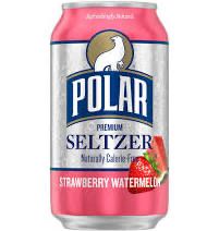 Can of Polar Strawberry Watermelon Seltzer. This tastes like medicine but since I bought it, I'm going to drink it anyway.