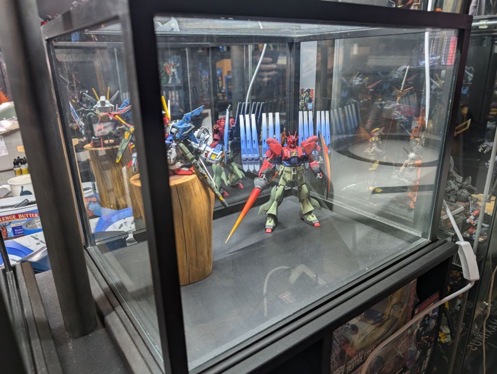 Display box lit up displaying some more more custom builds.