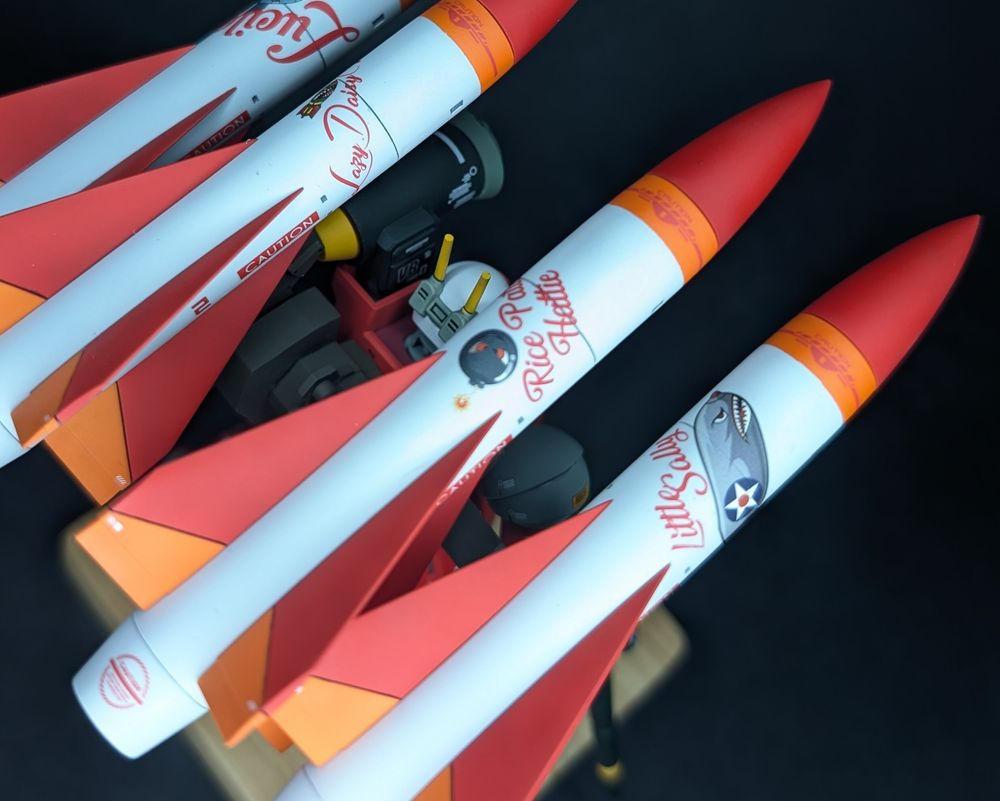 Each missile with its own unique decals.