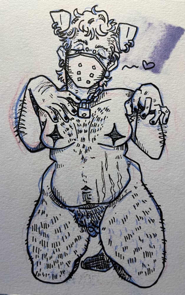 Self insert puppy transboy with his hands up in a playful manner