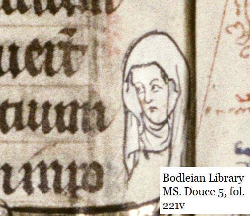 medieval marginal illustration of a woman's face