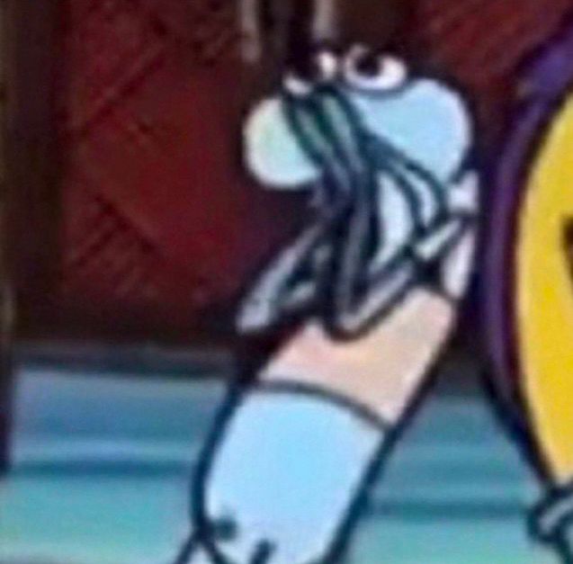 SpongeBob anchovy fish covering his mouth 