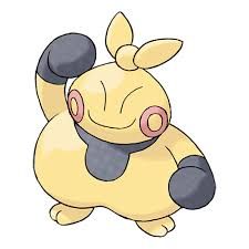 Makuhita, a Gen 3 Fighting-type Pokemon that looks like a punching bag with boxing gloves flexing its right arm.