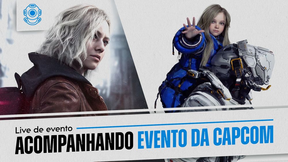 Uma imagem que diz: 'Live de evento - acompanhando o evento da capcom'
