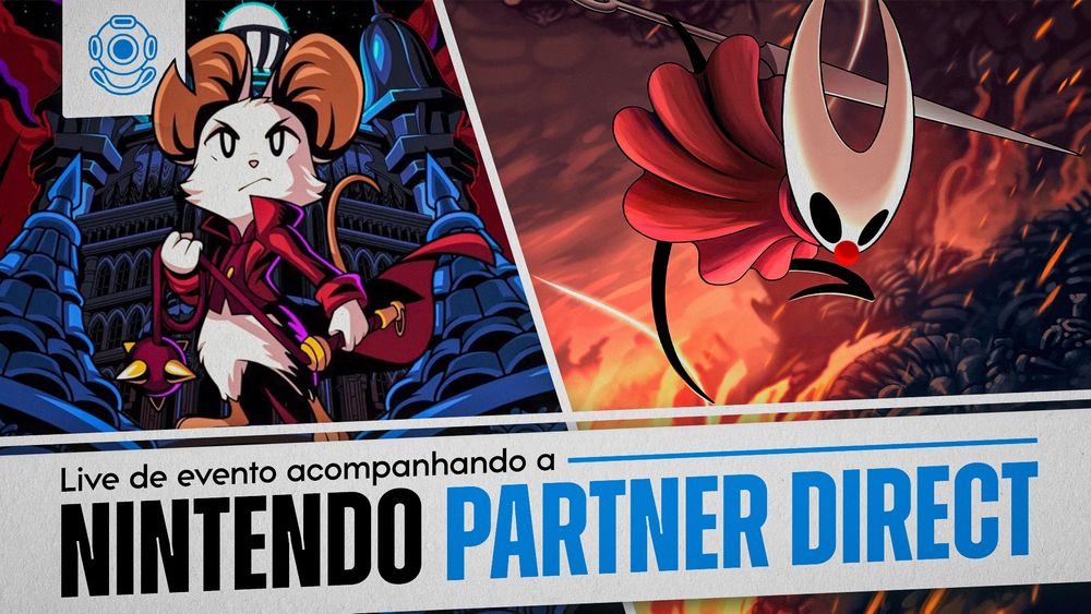 uma imagem que diz "live de evento acompanhando a nintendo partner direct"