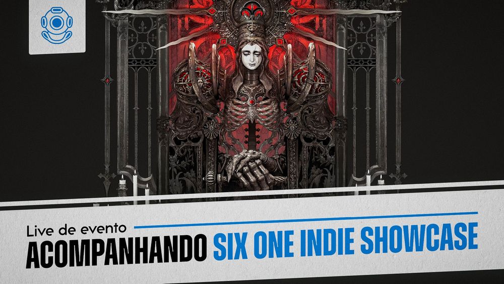 uma imagem que diz "live de evento - acompanhando a six one indie showcase", com o jogo crisol: theater of idols de capa