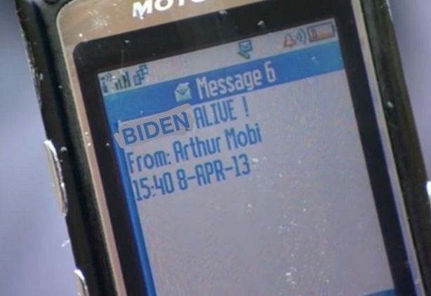 A photograph of a text from Arthur Scargill after receiving the news 