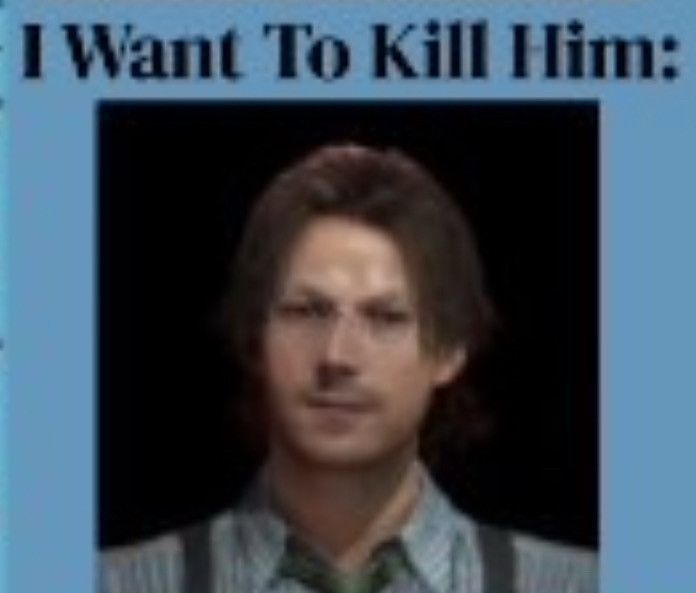 a picture of huey emmerich captioned “I want to kill him:”