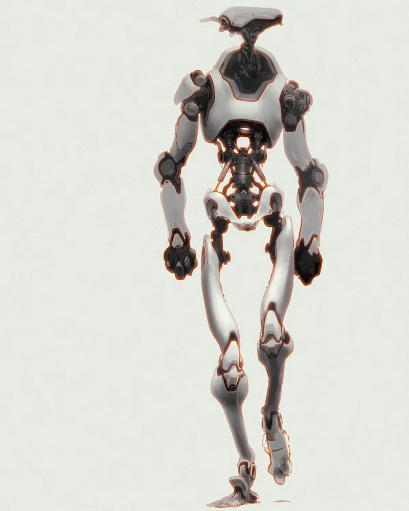 A wandering robot painted on Krita with visible joints and mechanics.