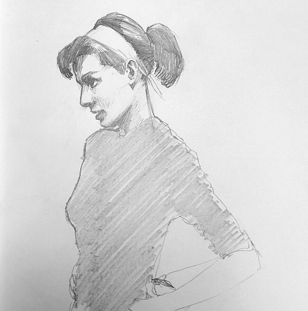 Pencil sketch study of Audrey Hepburn