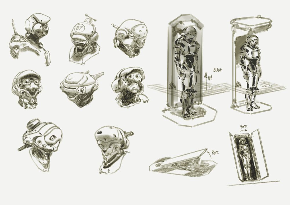 Researches of robots head and system and lifting systems on my IP named Yellow dawg.