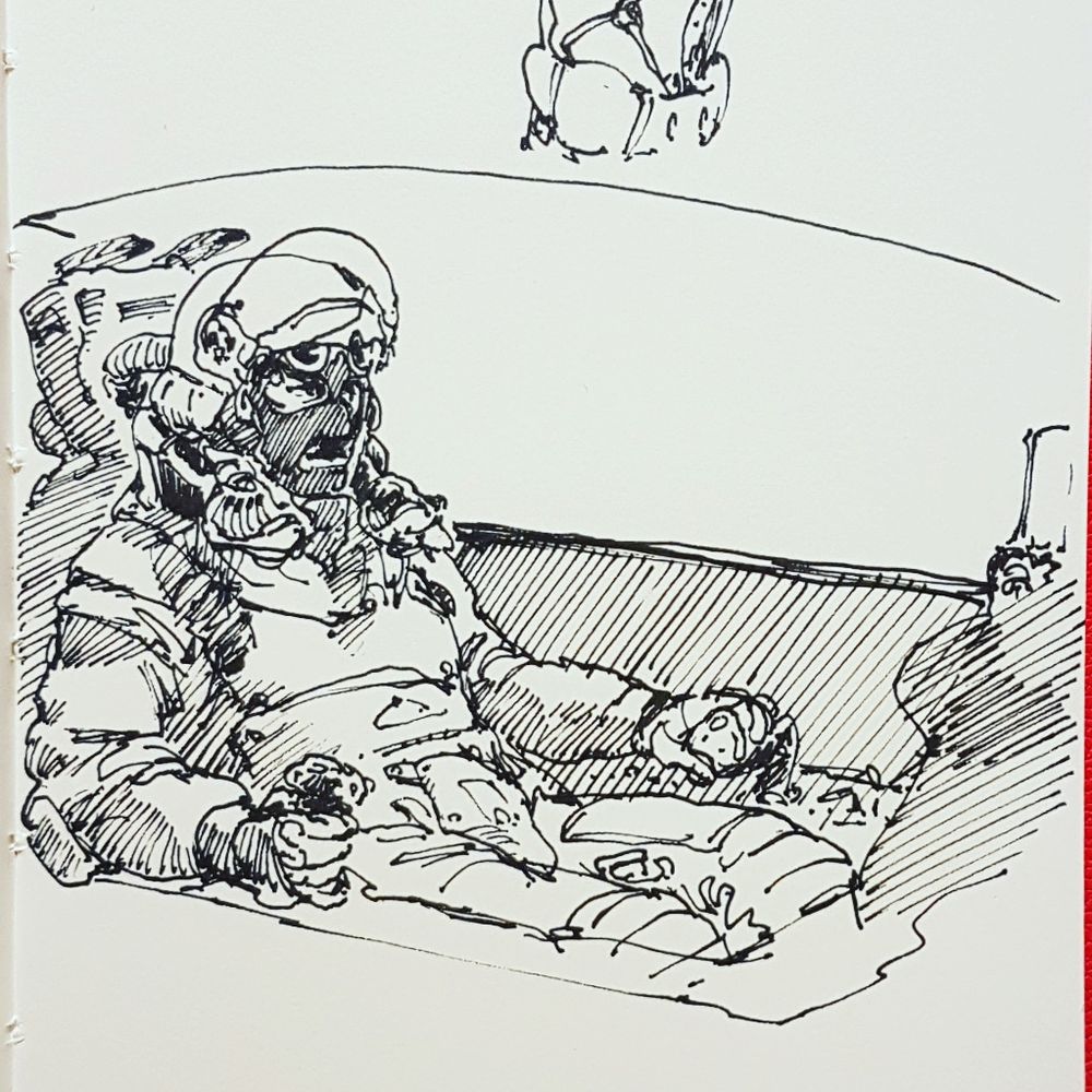 Fighter pilot in his cockpit.