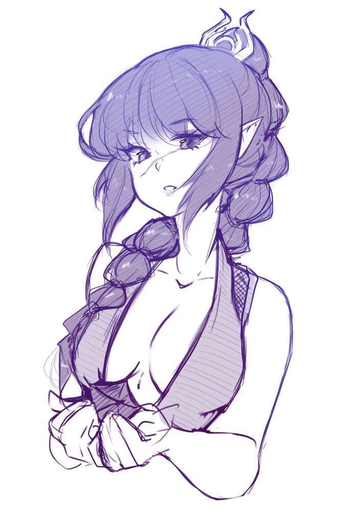 Fanart sketch of Shadowheart from Baldur's Gate 3 in her camp outfit