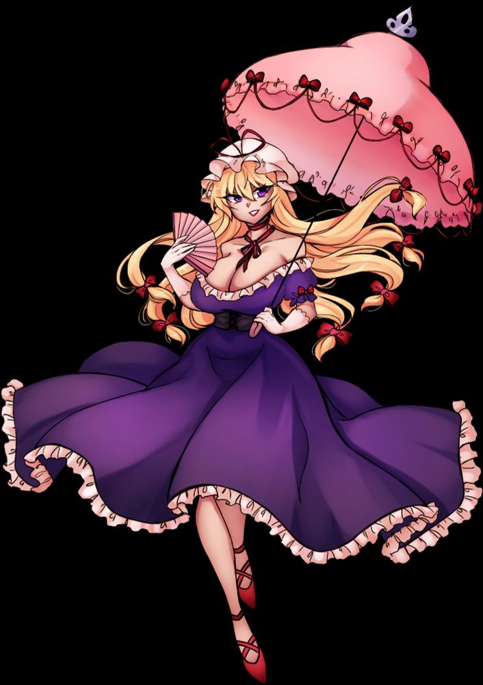 Fanart of Yukari Yakumo from Touhou Project, specifically in her outfit from Perfect Cherry Blossom