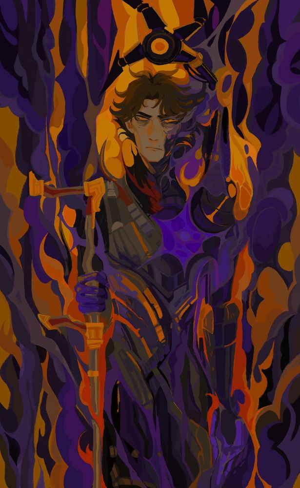 Viktor from Arcane League of Legends stands in a plume of fire and smoke, his appearance in Arcane slowly transforming and being forged into his appearance as the machine herald in the game. the hexclaw looms behind him, its mechanical claw spread open.