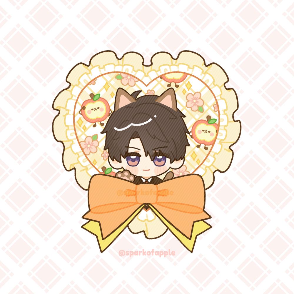 drawing of chibi Caleb from Love and Deepspace if he was in the cat caretaker event