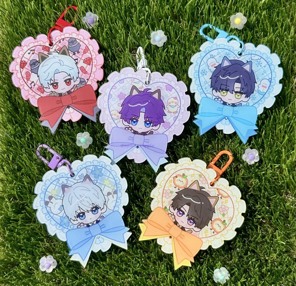 product photo of my love and deepspace cat keychains