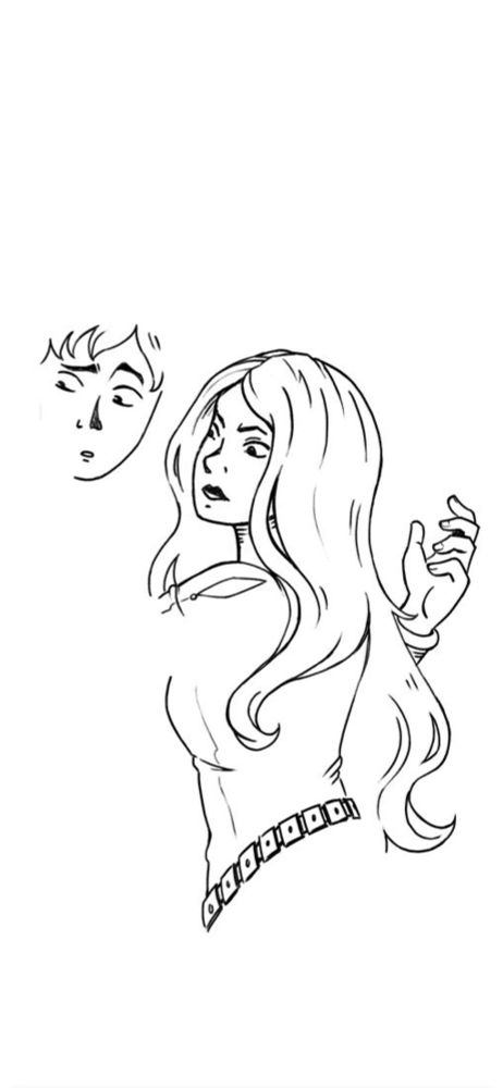 In-progress redraw, showing her head and torso, as well as part of his face. Her head is slightly bigger in general but her skull is smaller compared to her face. Her ribcage is also thicker. 